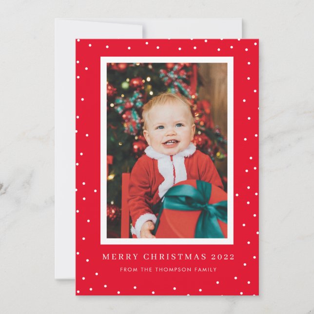 Carte de Noël Polka Dot Arrière - plan rouge (Devant)