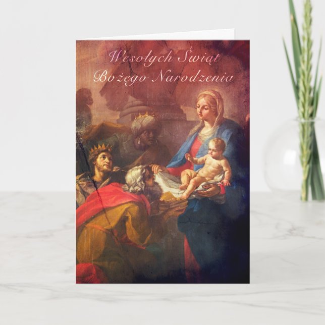 Carte de Noël polonaise/anglaise - adoration (Devant)