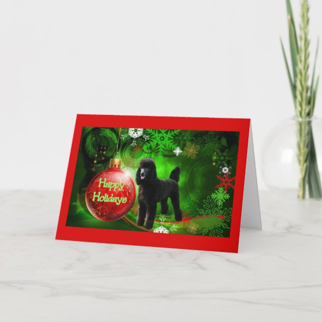 Carte de Noël Poodle Joyeux bal des Fêtes (Devant)