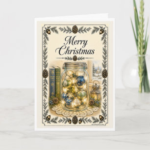 Carte de Noël - Pot de décorations