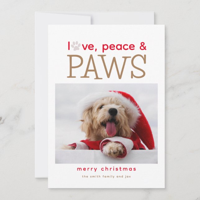 Carte de Noël pour animaux de compagnie Love Peace (Devant)