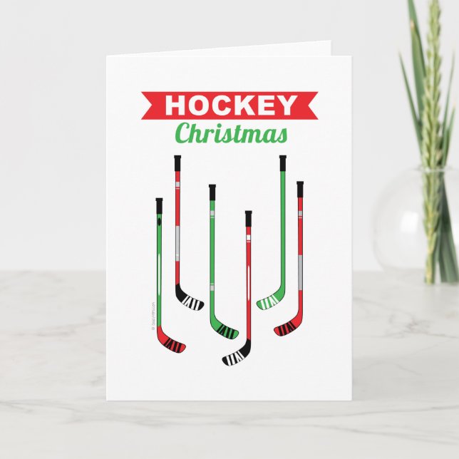 Carte de Noël pour bâtons de hockey (Devant)