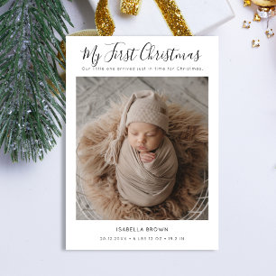 Carte de Noël pour bébé avec écriture fantaisiste