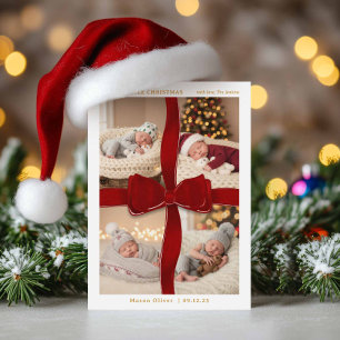 Carte de Noël pour bébé avec quatre photos et un r