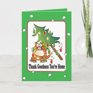 Carte de Noël pour chat amusant - Illustration ani