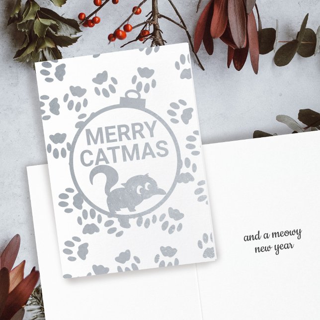 Carte de Noël pour chat Kitty Chat Foil (Merry Catmas from my black cat to yours!)