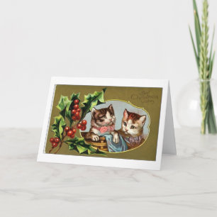 Carte de Noël pour chats vintages