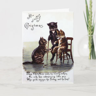 Carte de Noël pour chats vintages