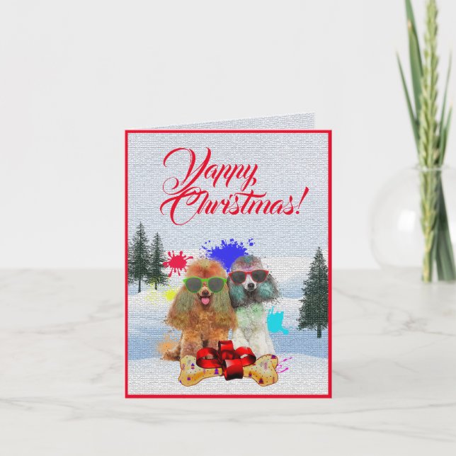 Carte de Noël pour chien de caniche mignonne perso (Devant)