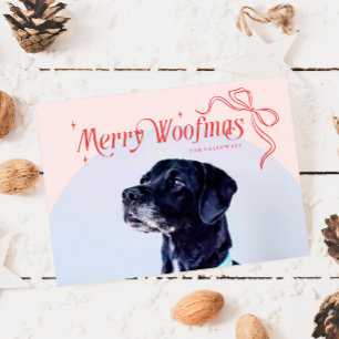Carte de Noël pour chien rose Merry Woofmas