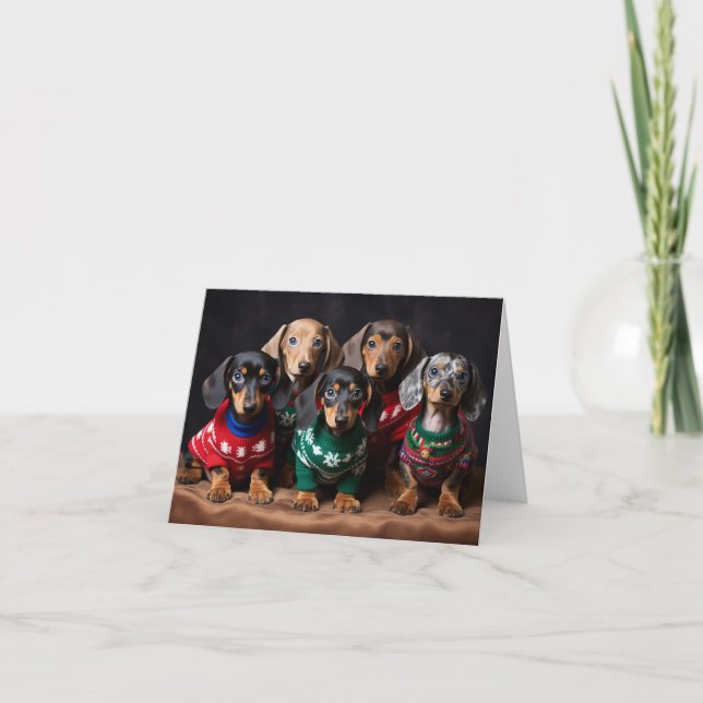 Carte de Noël pour Chipots Dachshund (Devant)
