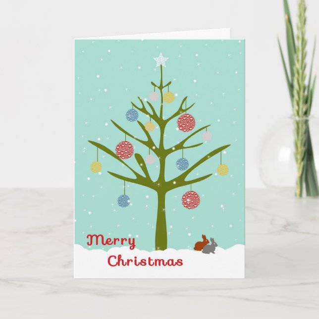 Carte de Noël pour Cotravailleur avec Arbre et Orn (Devant)