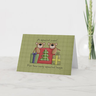 Carte de Noël pour des garçons jumeaux