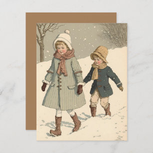 Carte de Noël pour enfants à illustration vintage