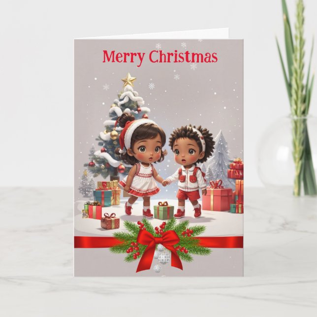 Carte de noël pour enfants afro-américains (Devant)
