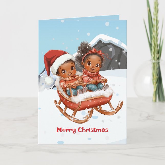 Carte de Noël pour enfants afro-américains (Devant)