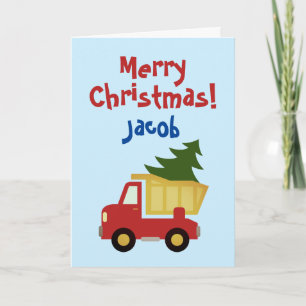 Carte de Noël pour enfants avec camion à benne et