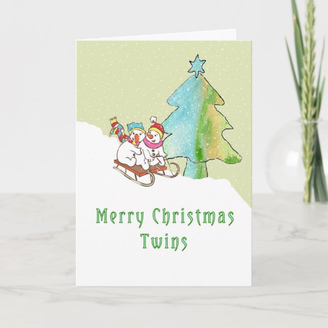 Carte de Noël pour enfants jumeaux (Devant)