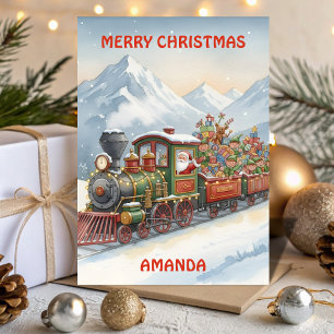 Carte de Noël pour enfants : L'aventure du train d