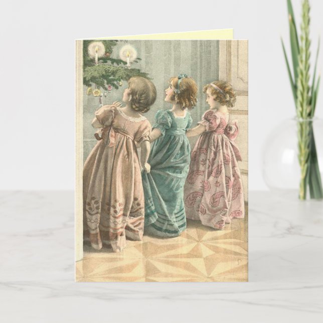 Carte de Noël pour enfants victoriens (Devant)