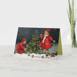 Carte de Noël pour enfants victoriens