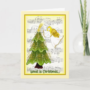 Carte de Noël pour Femme avec Ange & Arbre
