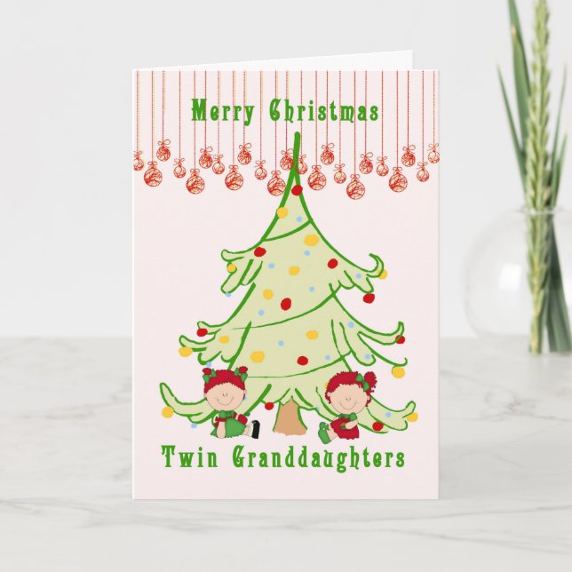 Carte de Noël pour filles jumelles (Devant)