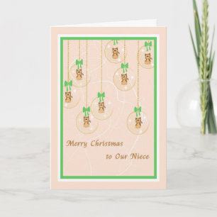 Carte de Noël pour la nièce, les ornements et les 