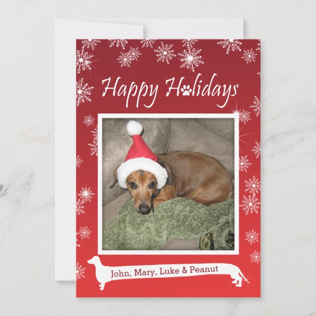 Carte de Noël pour le flocon de neige à long chien (Devant)