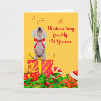 Carte de Noël pour le Groomer avec chien blanc