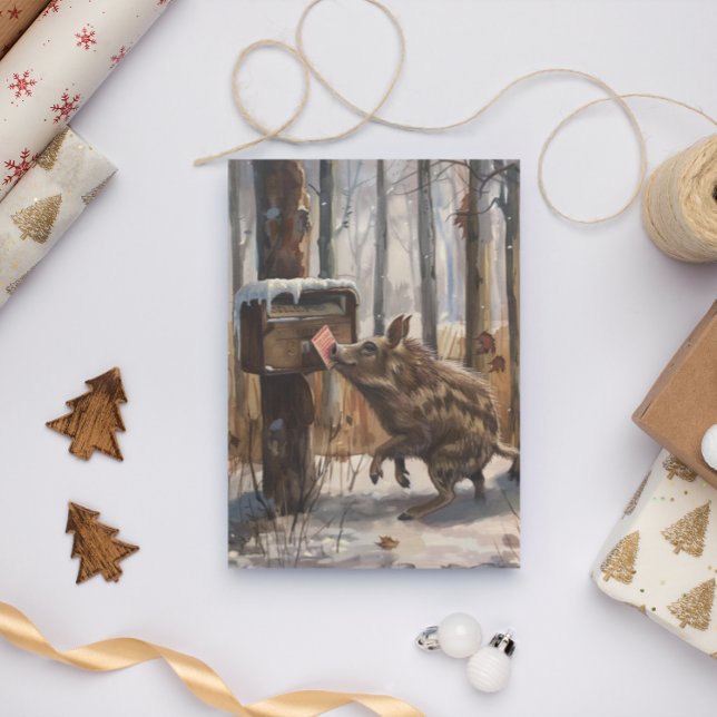 Carte de noël pour l'envoi de porc sauvage (Créateur téléchargé)