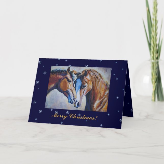 Carte de Noël pour les amateurs de cheval. (Devant)