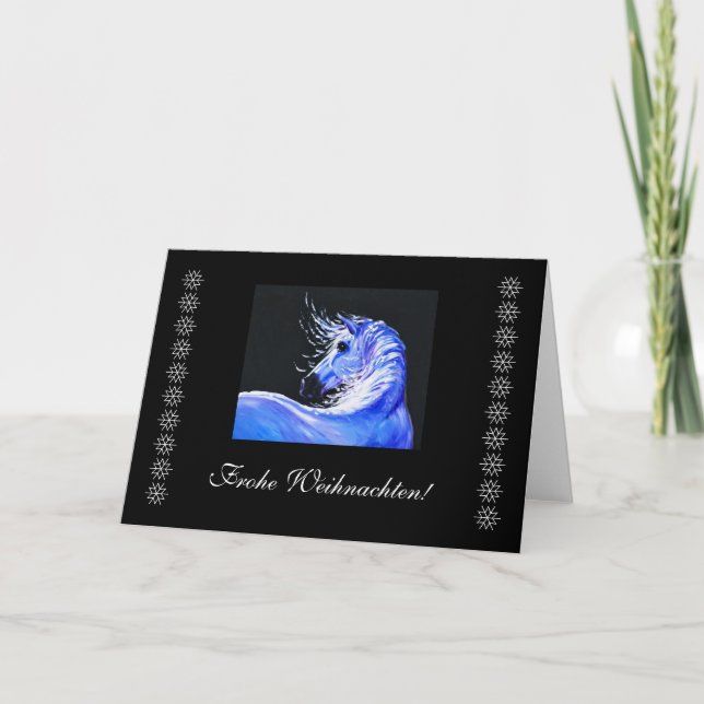 Carte de Noël pour les amateurs de cheval. (Devant)