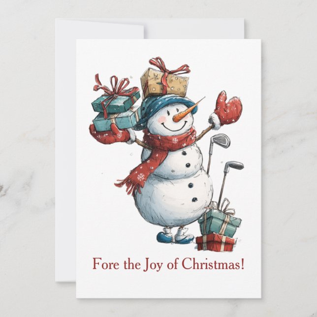 Carte de Noël pour les amateurs de golf - Snowman  (Devant)