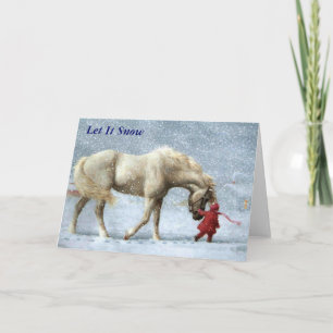 Carte de Noël pour les filles et les chevaux