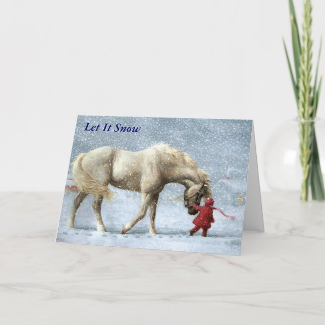 Carte de Noël pour les filles et les chevaux (Devant)