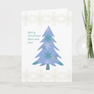 Carte de Noël pour Maman & Papa avec Arbre Bleu