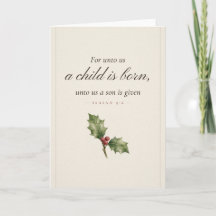 Carte de Noël Pour nous un enfant est né