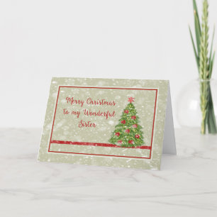 Carte de Noël pour Soeur verte avec arbre