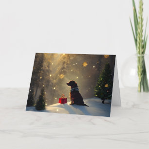 Carte de Noël pour un chien léger d'hiver