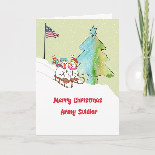 Carte de Noël pour un soldat de l'armée avec des n (Devant)