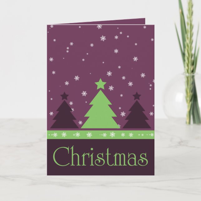 Carte de Noël pourpre de flocons de neige (Devant)