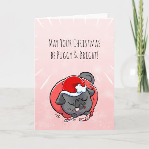 Carte de Noël Puggy and Bright black carlin