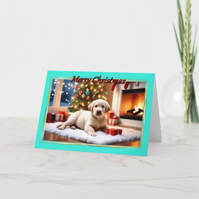 Carte de Noël Pup Labrador (Devant)