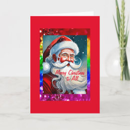 Carte de Noël Rainbow Pride Père Noël 5" x 7"