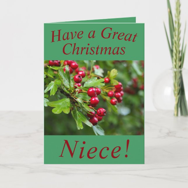 Carte de Noël Red Berries pour la nièce (Devant)