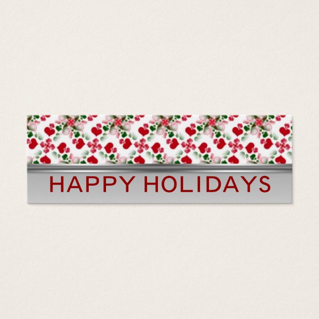 Carte de Noël Red + Green Hearts | Taille mini (Devant)