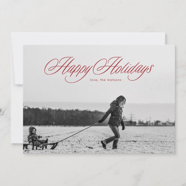 Carte de Noël Red Happy Holidays (Devant)