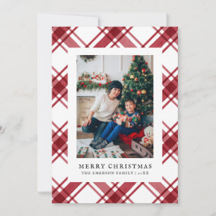 Carte de Noël Red Plaid Flat
