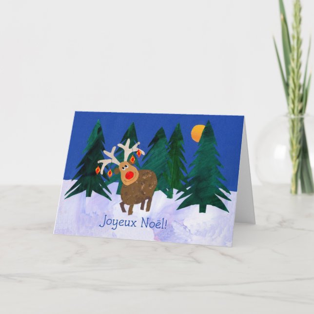 Carte de Noël "Reindeer" avec salutation française (Devant)